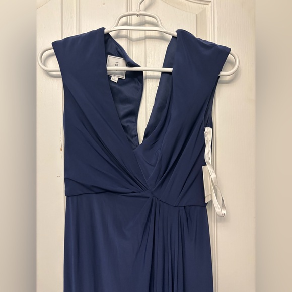 David's Bridal Blue Asymmetrical Ruched Gown - Picture 5 of 8